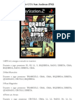 Todos Os Codigos de GTA SAN ANDREAS para PS2 para Grand Theft Auto: San  Andreas, PDF, Lazer